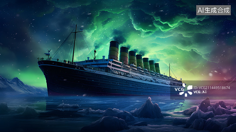 【AI数字艺术】航海游轮大型船图片素材