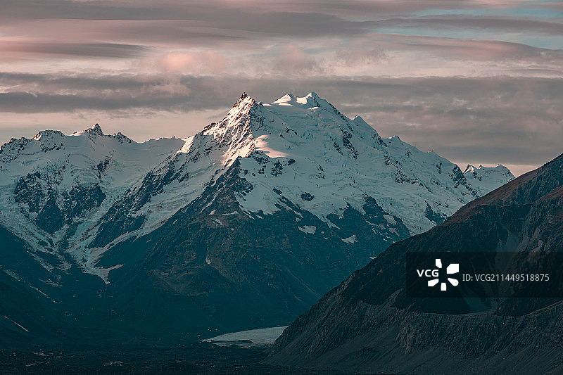 新西兰库克山落日余晖图片素材