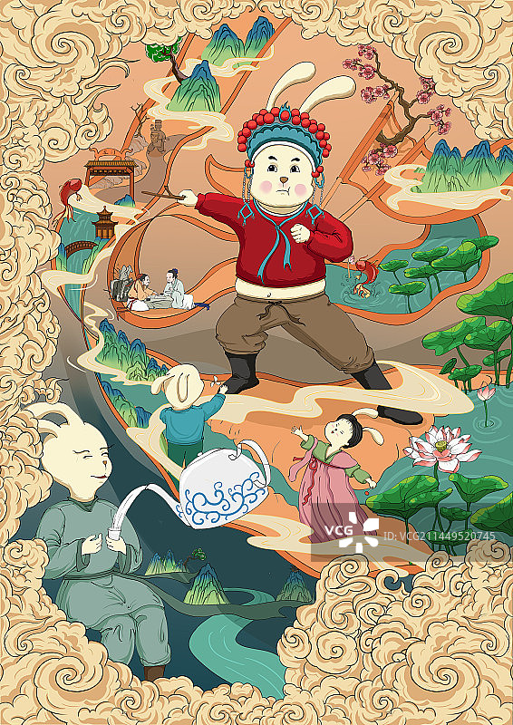 戏梦山河|戏曲文化豫剧传统文化系列插画图片素材