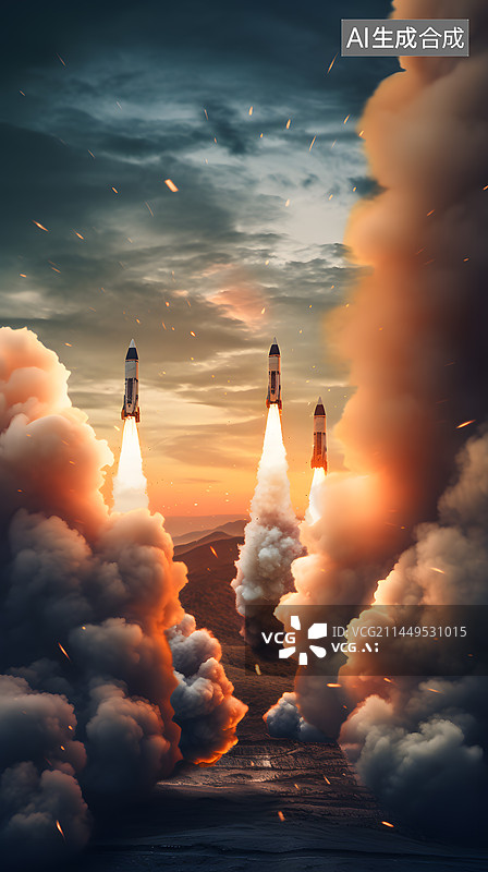 【AI数字艺术】核弹升空图片素材