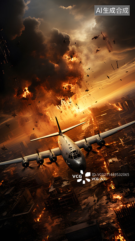 【AI数字艺术】轰炸机投掷核弹图片素材