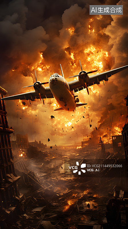 【AI数字艺术】轰炸机投掷核弹图片素材