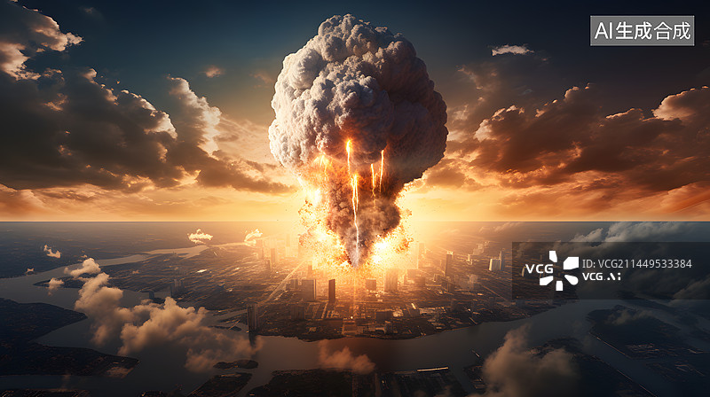 【AI数字艺术】核弹爆炸俯拍全景图片素材