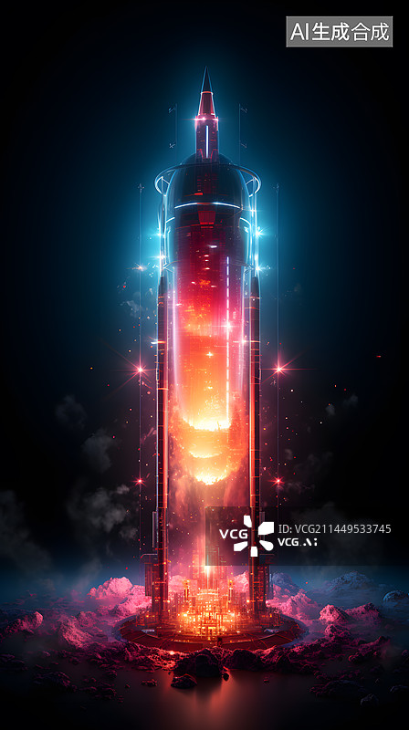 【AI数字艺术】三维图像核弹内部反应概念图图片素材