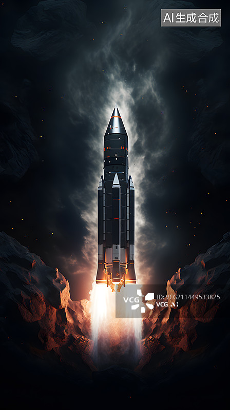 【AI数字艺术】核弹升空图片素材
