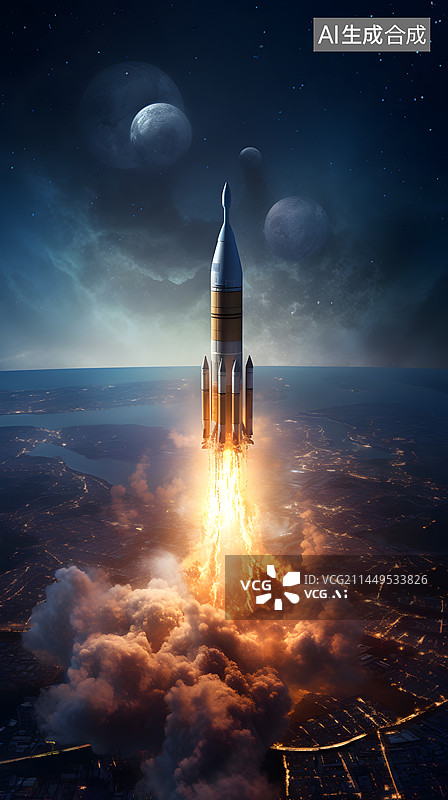 【AI数字艺术】核弹升空图片素材