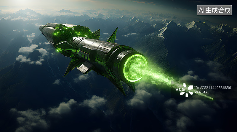 【AI数字艺术】未来科幻核导弹插画图片素材
