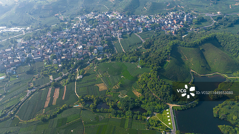 航拍杭州龙坞茶镇 乡村振兴图片素材