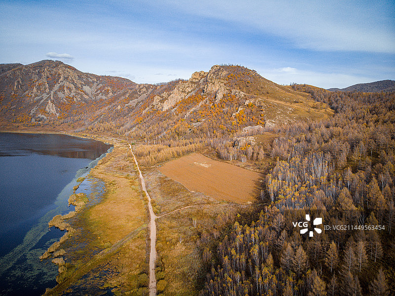 中国内蒙古阿尔山的秋天的航拍风光图片素材