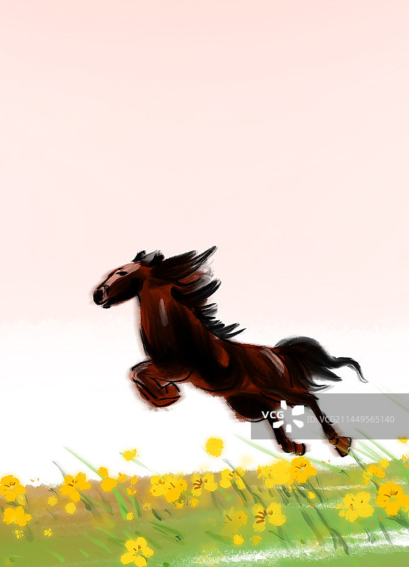 在草原上奔跑的马图片素材