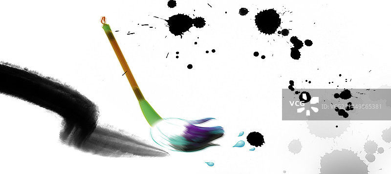 毛笔创意绘画图片素材