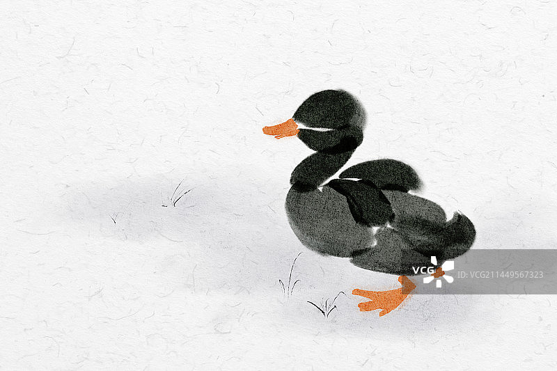 水墨国画鸭子图片素材