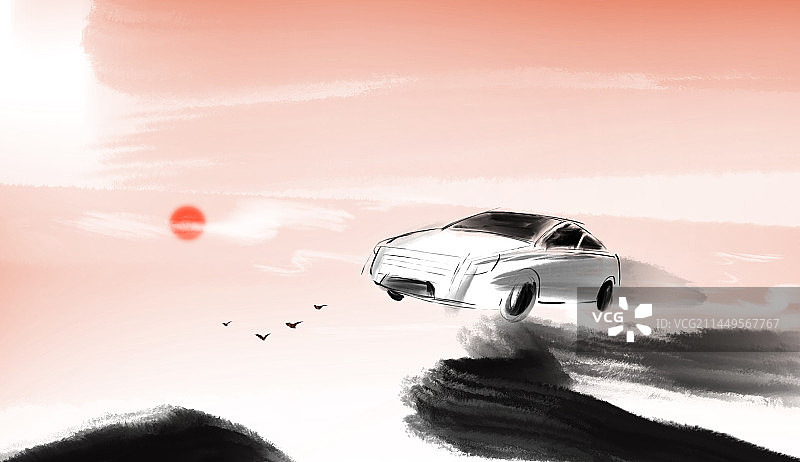 汽车模型与天空图片素材