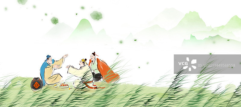 中国风酒文化中国白酒饮料设计古代人物插图图片素材