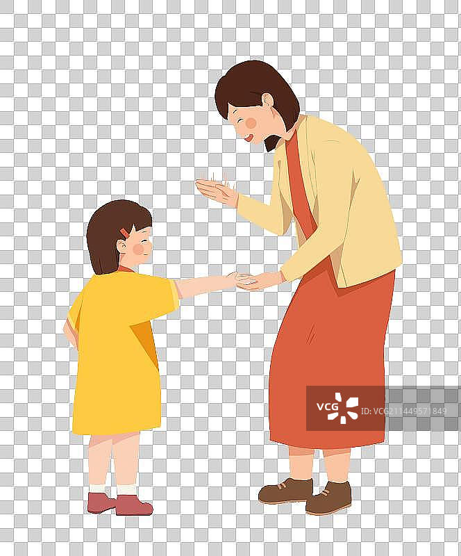 妈妈和女孩互动图片素材