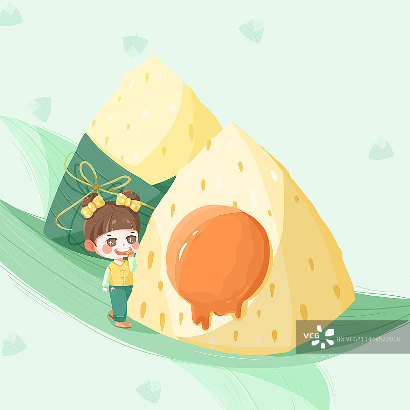 咸蛋黄粽子包装插画图片素材