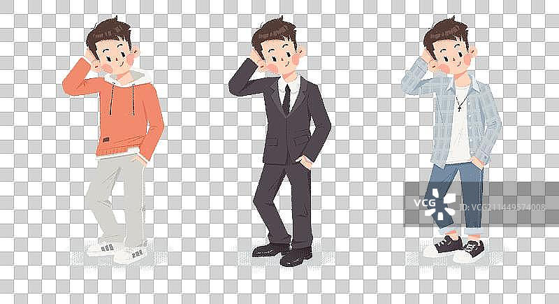 插画换装小男孩西装运动休闲图片素材