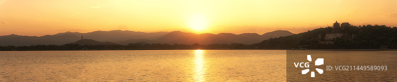 颐和园日落全景图图片素材