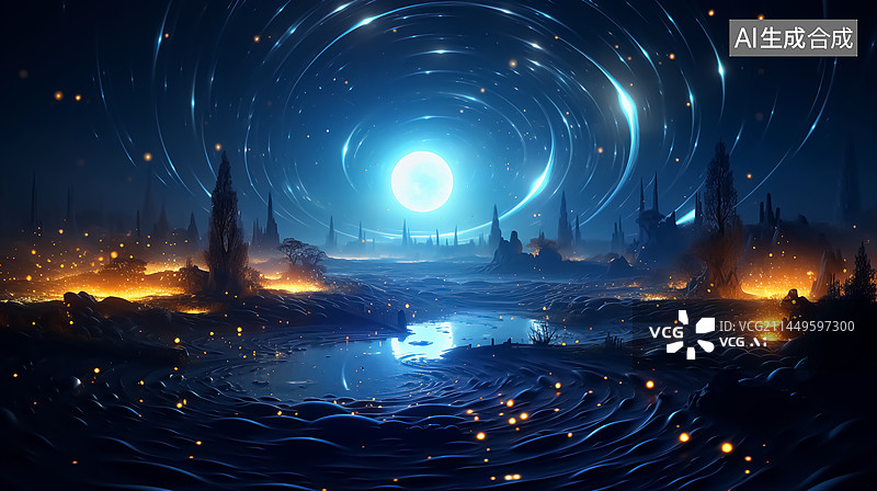【AI数字艺术】梦幻异界星球三维插画图片素材