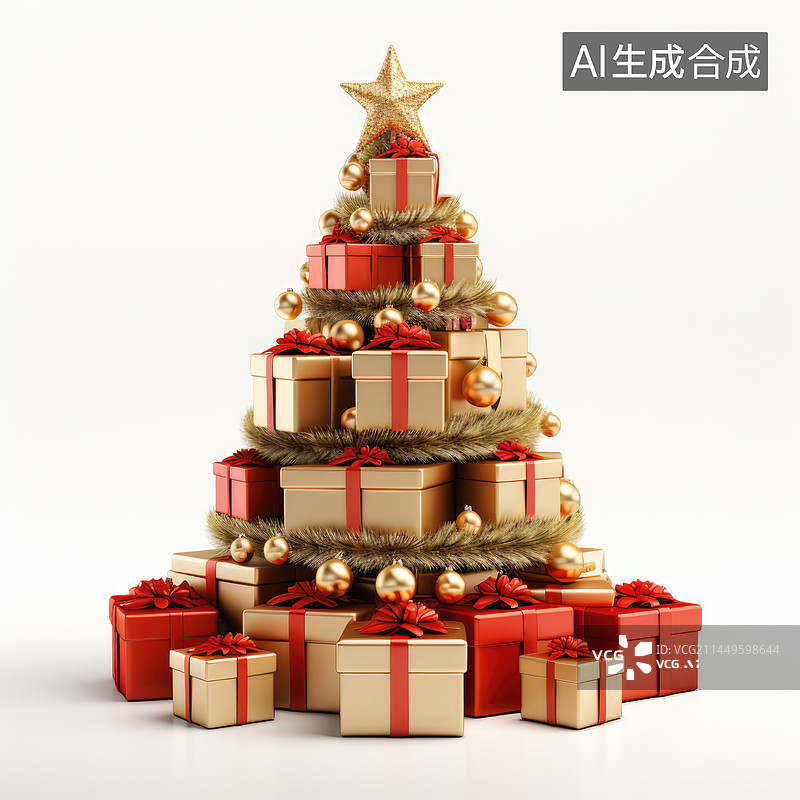 【AI数字艺术】三维图形圣诞节日场景背景图片素材