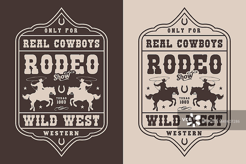 复古单色牛仔竞技表演宣传单图片素材