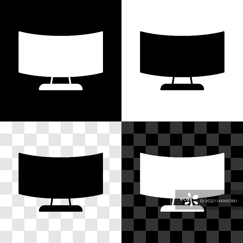 电脑显示器屏幕图标黑色背景套装图片素材