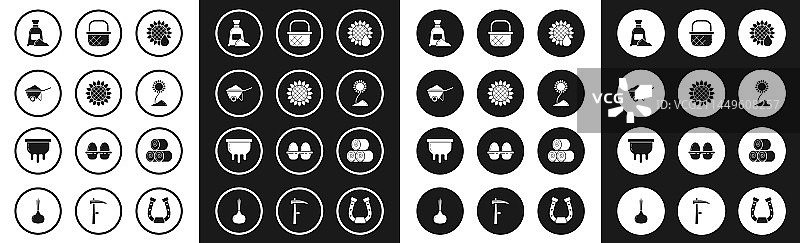 向日葵独轮车泥土面粉袋图片素材