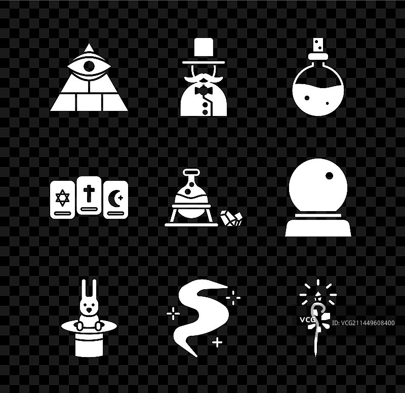 共济会魔法师与爱情药水瓶帽子图片素材