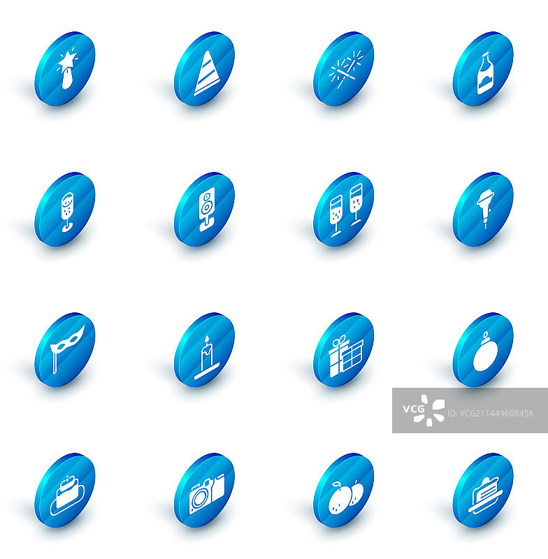 派对帽、烟花棒、烟花和香槟酒瓶图片素材