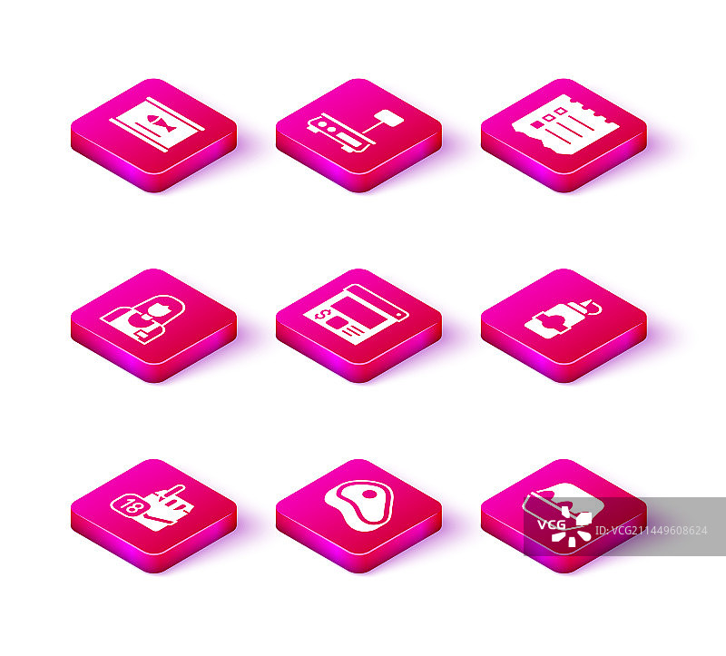 香烟盒、牛排与商贩组合图片素材