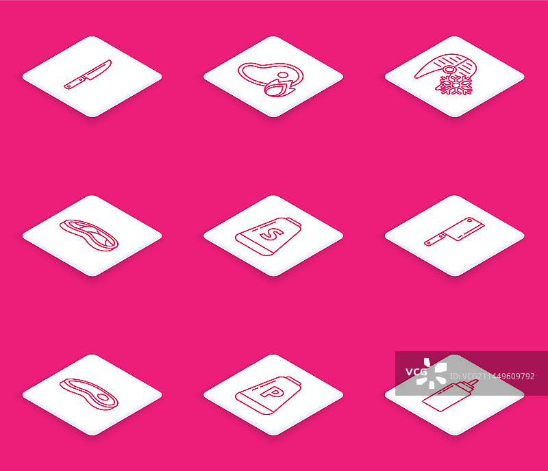 刀、烤牛排肉和火焰线条素材图片素材