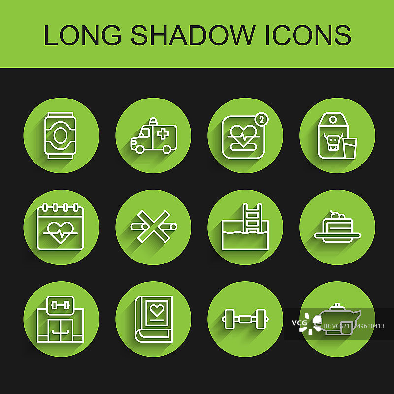 健身房建筑医学书籍苏打罐线条组合图片素材