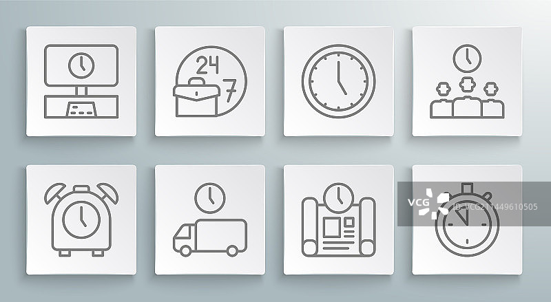 闹钟总是很忙送货时间线条图标图片素材