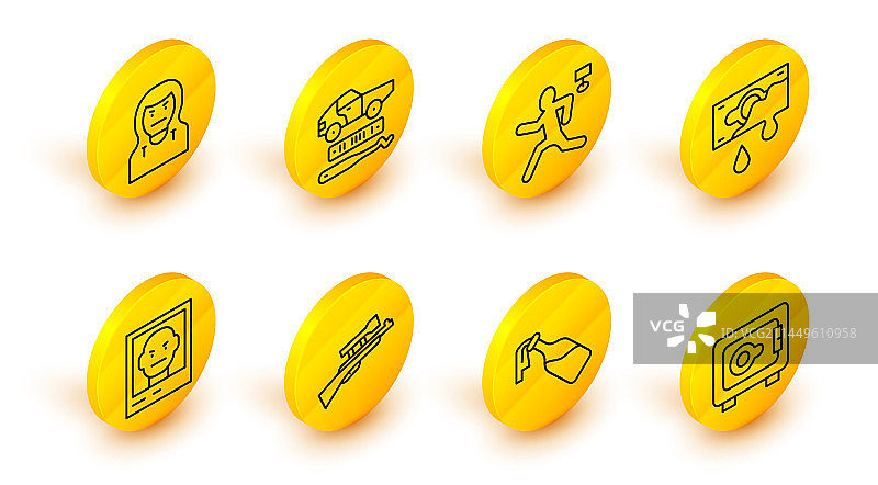 保险箱燃烧瓶狙击步枪线条组合图片素材