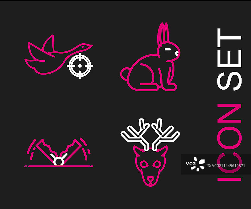 带鹿角陷阱狩猎的鹿头线条图片素材