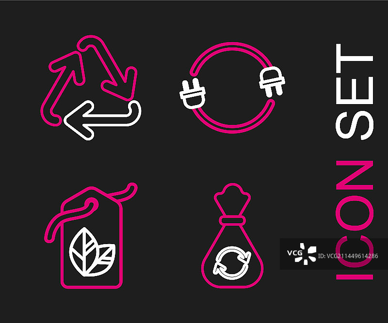 带有回收标签叶子符号的垃圾袋套线图片素材