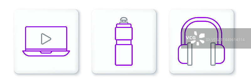 耳机、在线播放视频和健身图片素材