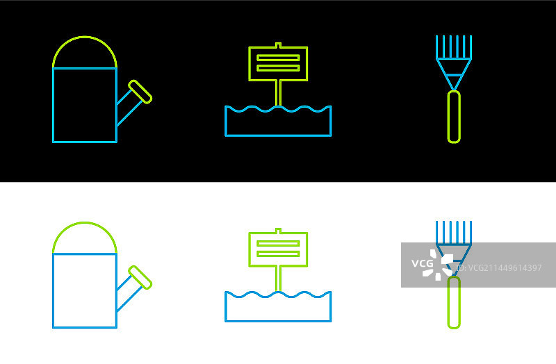 花园耙子浇水壶空白图片素材