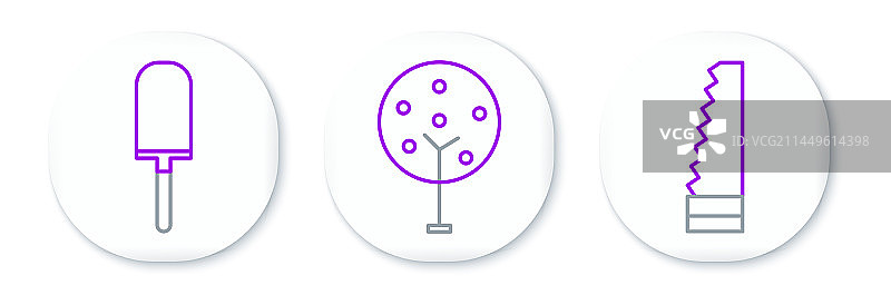 花园锯、泥刀和铲子的线条集合图片素材