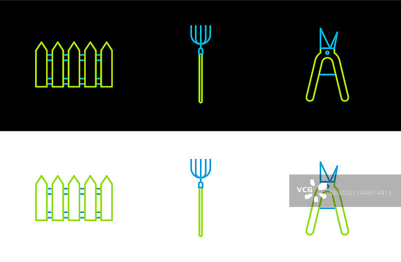 手工园艺剪刀与木栅栏图片素材