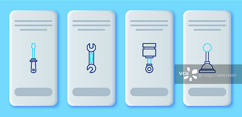 扳手、发动机活塞和螺丝刀图片素材