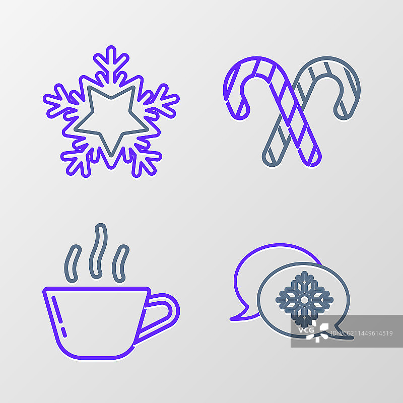 带语音气泡咖啡杯的雪花组合图片素材