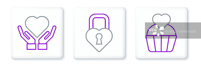 手捧爱心结婚蛋糕线条组合图片素材