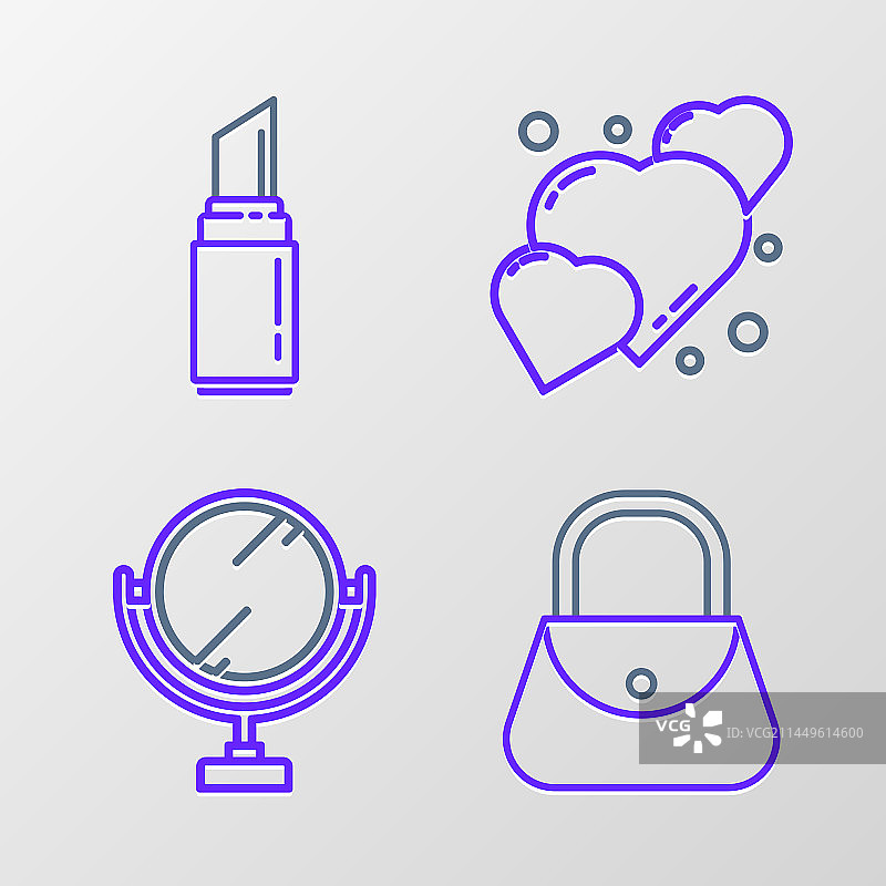 手提包、圆形化妆镜和心图片素材