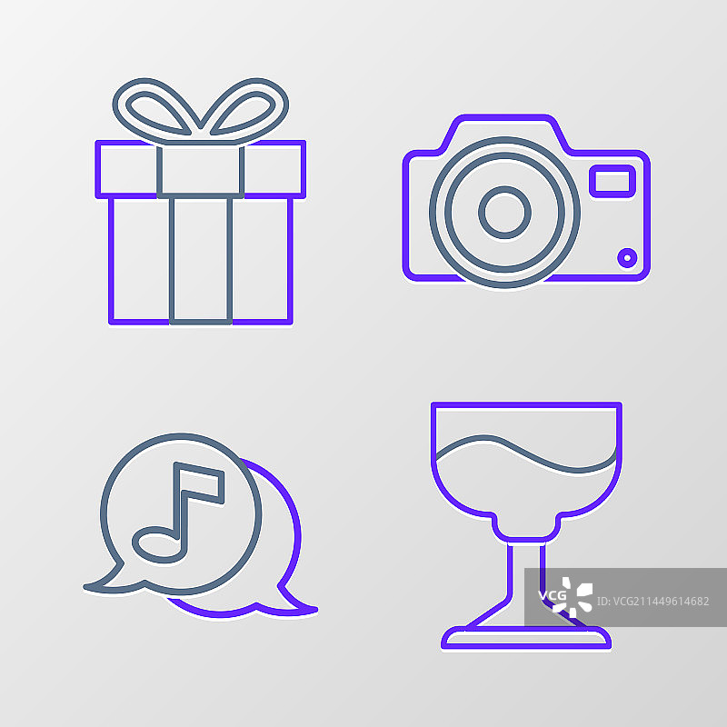 线条集合：鸡尾酒和语音气泡中的音符图片素材