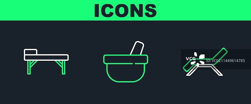 日光浴床雨伞按摩台线条设计图片素材