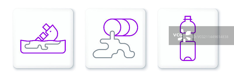 油轮沉船水瓶线条组合图片素材