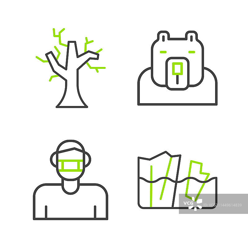 冰川融化面罩线条图片素材