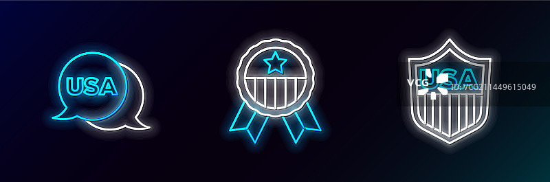 带有美国独立日星星的盾牌线条图片素材