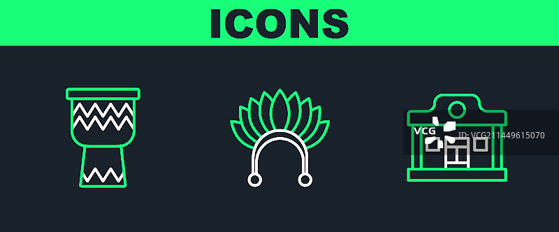 狂野西部酒吧鼓和印第安线条图片素材